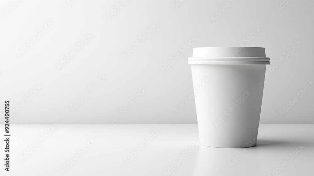 Creative white mock up of coffee cup on white backdrop Creative white mock up of coffee cup on white backdrop