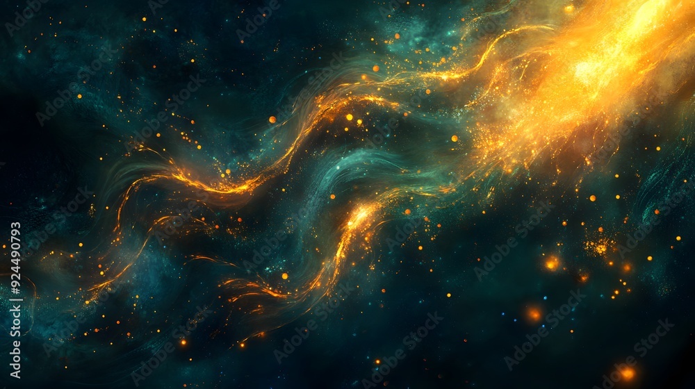 46. Ethereal, glowing tendrils of color and light weaving through a dark, misty environment 46. Ethereal, glowing tendrils of color and light weaving through a dark, misty environment