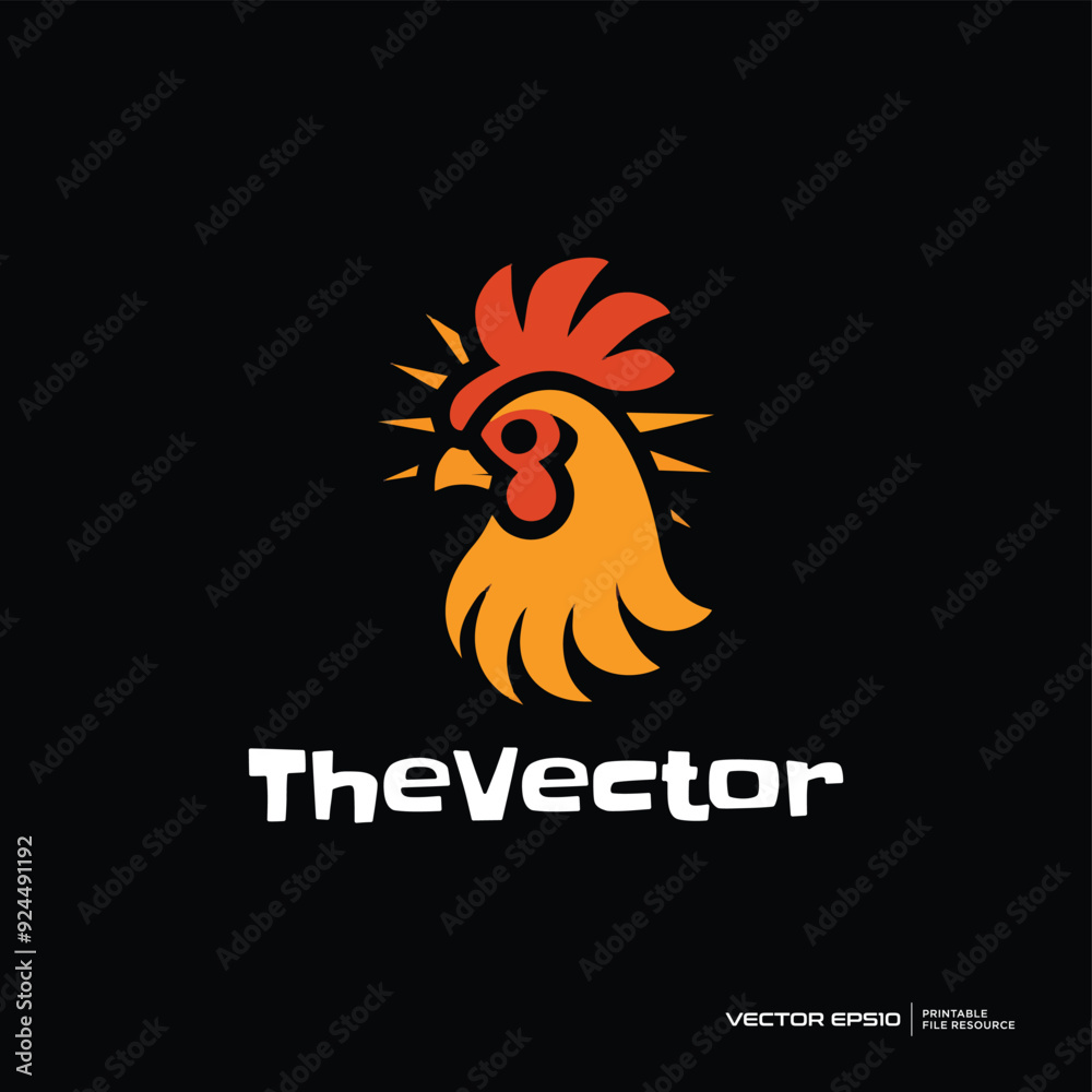 Fototapeta premium Rooster head mascot, vector, logo, character, cartoon, illustration, eps10