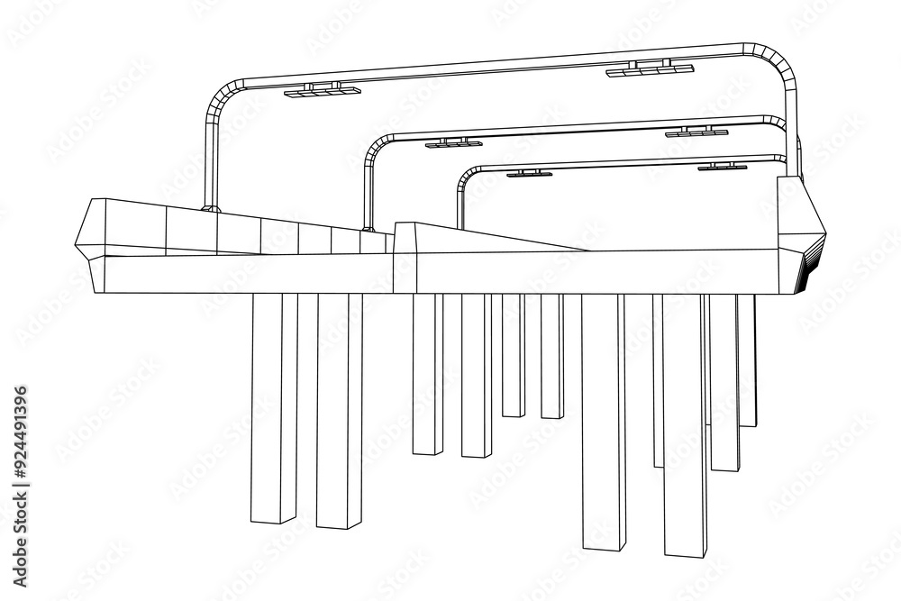 Wireframe Mesh Bridge Highway. Connection Structure. Digital Data Visualization Concept. Vector Illustration. Wireframe Mesh Bridge Highway. Connection Structure. Digital Data Visualization Concept. Vector Illustration.