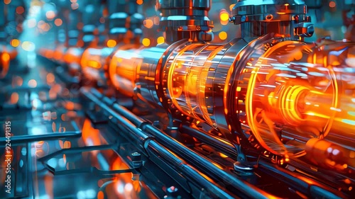 metal pipeline for pumping liquid products in the workshop. distillation of oil and oil products through a thin overpass. work in production. metal pipeline in a factory