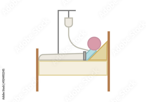 Cama de hospital para paciente ingresado con gotero