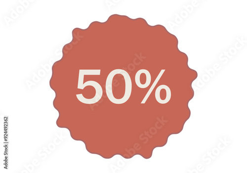 Pegatina roja de estampado con 50% de descuento