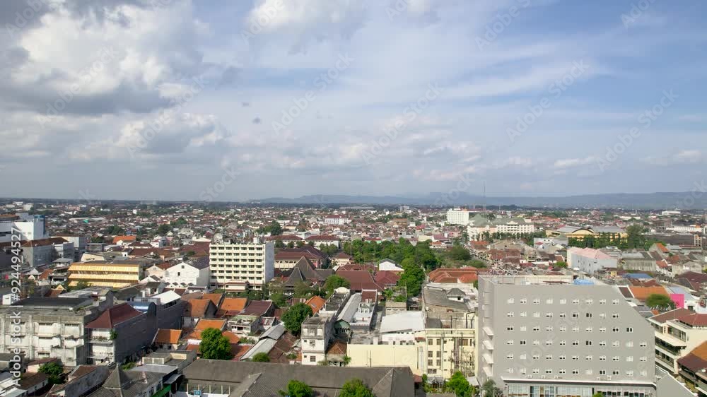 Aerial view of Jogyakarta City. Central Java, Indonesia, Jogjakarta