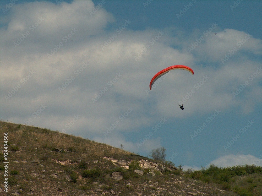 Moldova, skydiver, sky, summer, parachute, clouds, slope, grass Moldova, skydiver, sky, summer, parachute, clouds, slope, grass