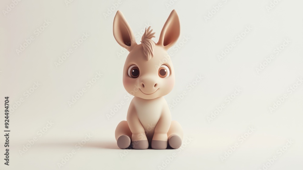 Adorable 3D Rendering of a Cute Sitting Baby Donkey Against a Neutral Background Adorable 3D Rendering of a Cute Sitting Baby Donkey Against a Neutral Background