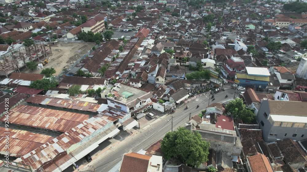 Aerial view of a neighborhood at Jogyakarta city. Central Java, Indonesia, Jogjakarta