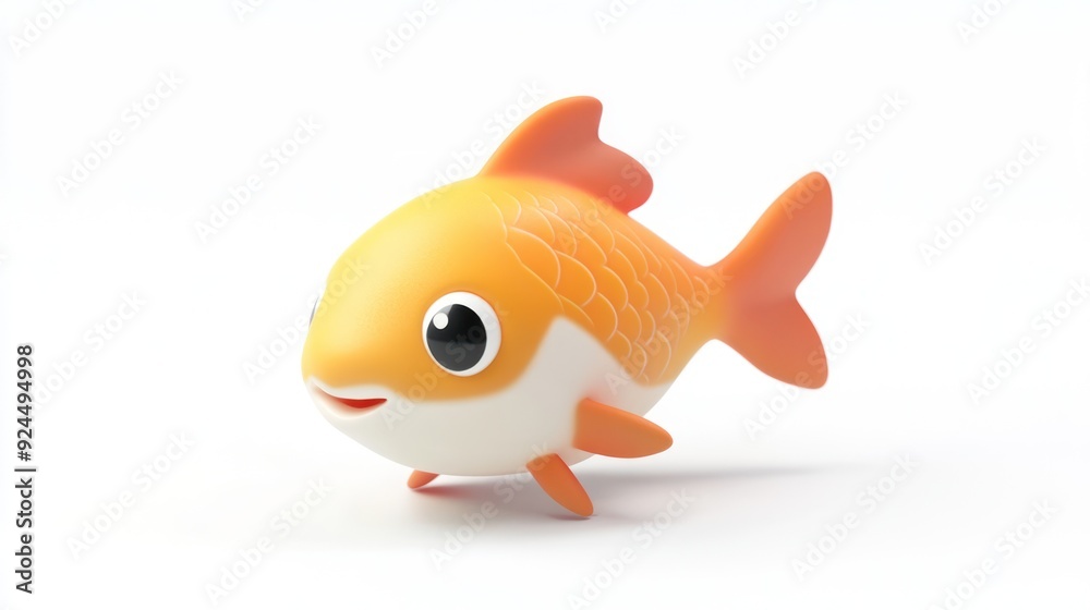 Cute Orange Cartoon Fish on White Background Illustration Cute Orange Cartoon Fish on White Background Illustration