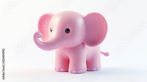 Adorable Pink Cartoon Elephant Figurine in Minimalist Setting