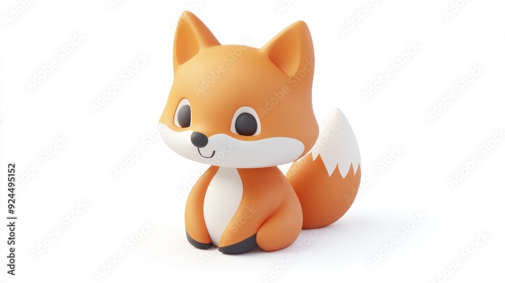 Cute Orange Cartoon Fox on White Background, Adorable and Playful Cute Orange Cartoon Fox on White Background, Adorable and Playful