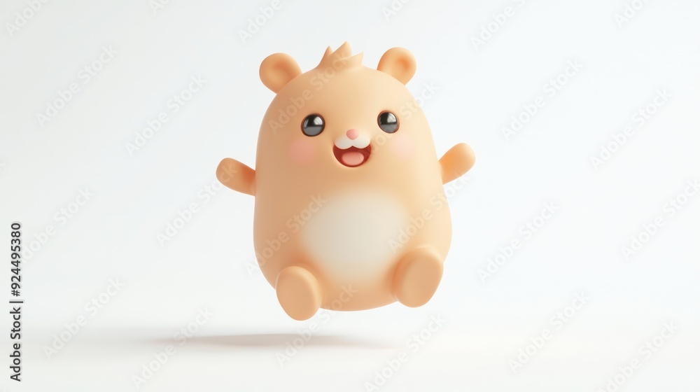 Adorable Cartoon Hamster in Mid Air with a Happy Expression