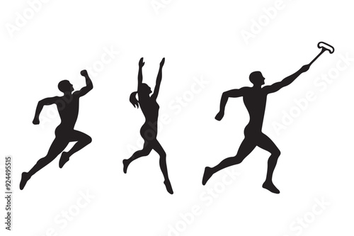 People in sports silhouette vector illustration, White background.