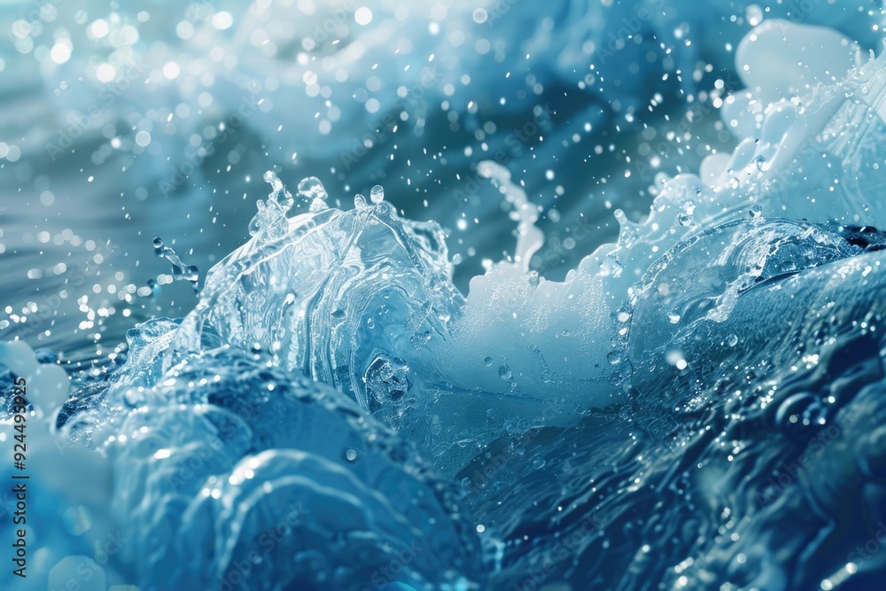 A close-up shot of a powerful ocean wave crashing against the shore A close-up shot of a powerful ocean wave crashing against the shore