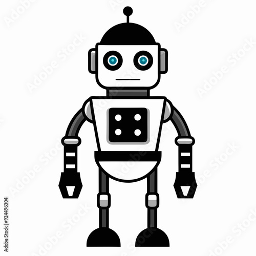 Robot black and white art vector