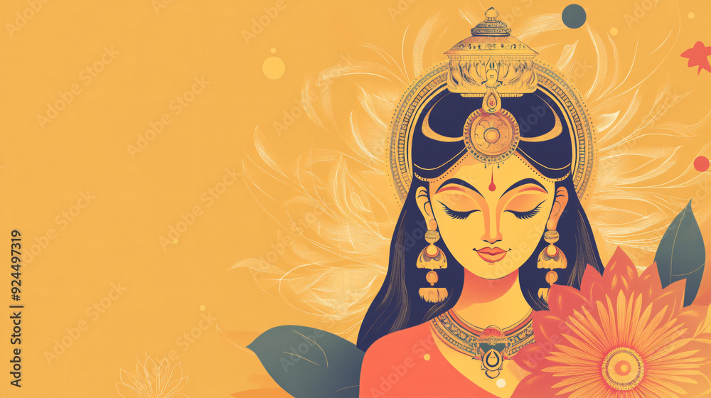 Illustration of Chaitra Navratri in minimalist design Illustration of Chaitra Navratri in minimalist design