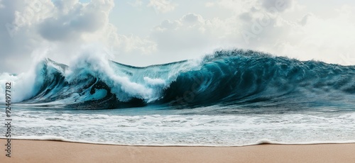 Fototapeta Naklejka Na Ścianę i Meble -  Perfect wave. Beautiful blue ocean wave on a beach