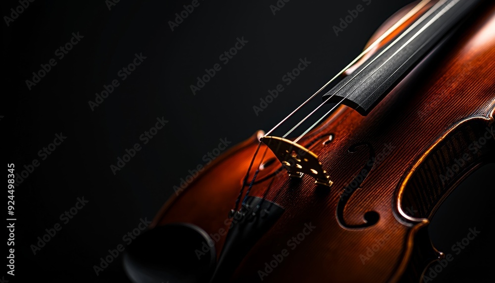 Fototapeta premium Classic Violin Close-up on Moody Background