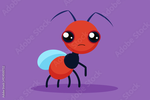 cute sad ant catoon style vector art illustration  photo