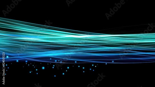 Turquoise and blue light streaks with sparkles, dark base
