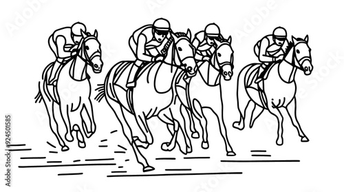 Horse racing in line art style