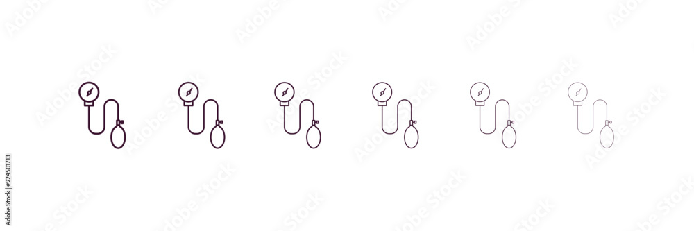 tonometer outline icon. Linear vector from health and medical concept. 6 different line style tonometer icon included thin, light, regular, medium, bold, black tonometer outline icon. Linear vector from health and medical concept. 6 different line style tonometer icon included thin, light, regular, medium, bold, black