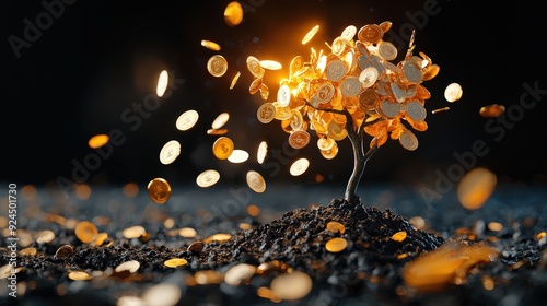 A tainted tree with rotting gold coin-shaped fruit