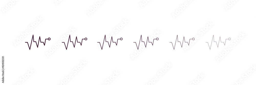 pulse outline icon. Linear vector from health and medical concept. 6 different line style pulse icon included thin, light, regular, medium, bold, black pulse outline icon. Linear vector from health and medical concept. 6 different line style pulse icon included thin, light, regular, medium, bold, black
