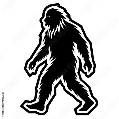 Sticker design of bigfoot walking in art vector