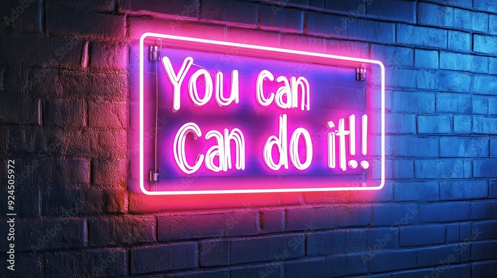 You Can Do It Neon Sign on Brick Wall. You Can Do It Neon Sign on Brick Wall.