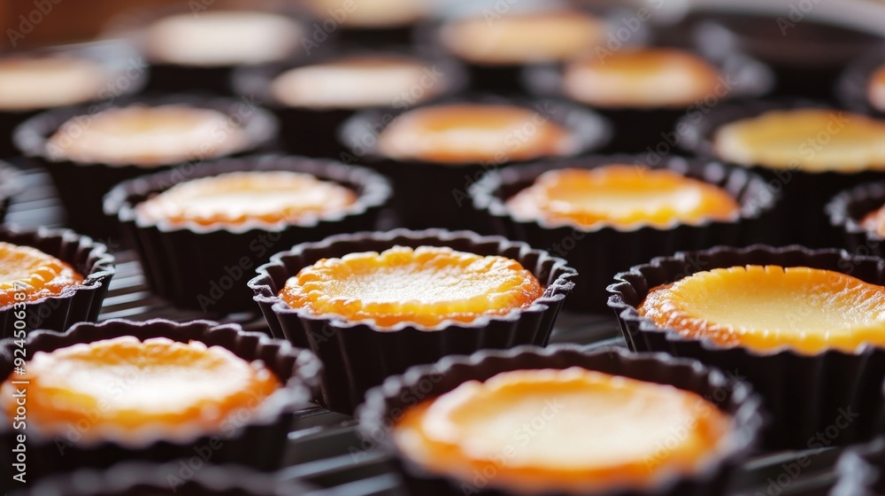 Freshly Baked Mini Lemon Tarts Close-Up Freshly Baked Mini Lemon Tarts Close-Up