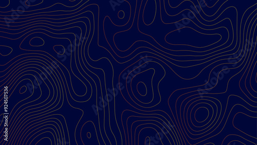 Multi layers blue texture 3D papercut layers in gradient vector banner. Topographic gradient line map.Wave topographic luxury golden lines contour map,