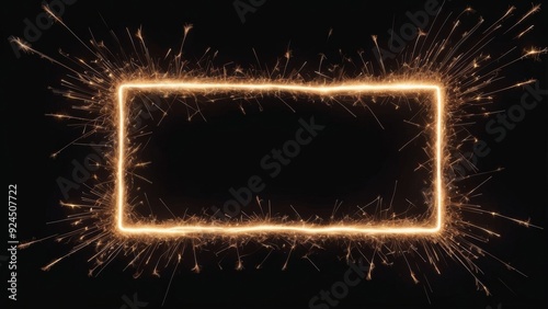 A glowing rectangular frame made of sparklers on a dark background