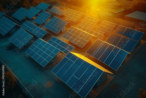 Aerial view of solar panels