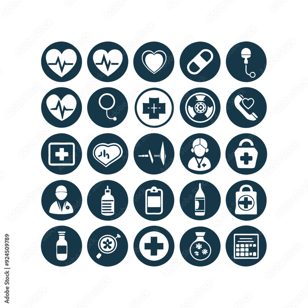 Medicine and Healthcare icons set vector illustration on white background Medicine and Healthcare icons set vector illustration on white background