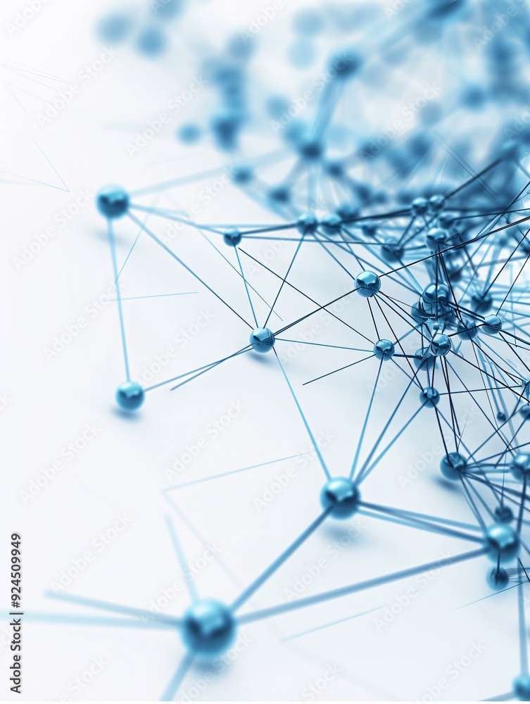 A high-tech 3D background with interconnected nodes and lines forming a network pattern, providing a modern and futuristic look with ample copy space.