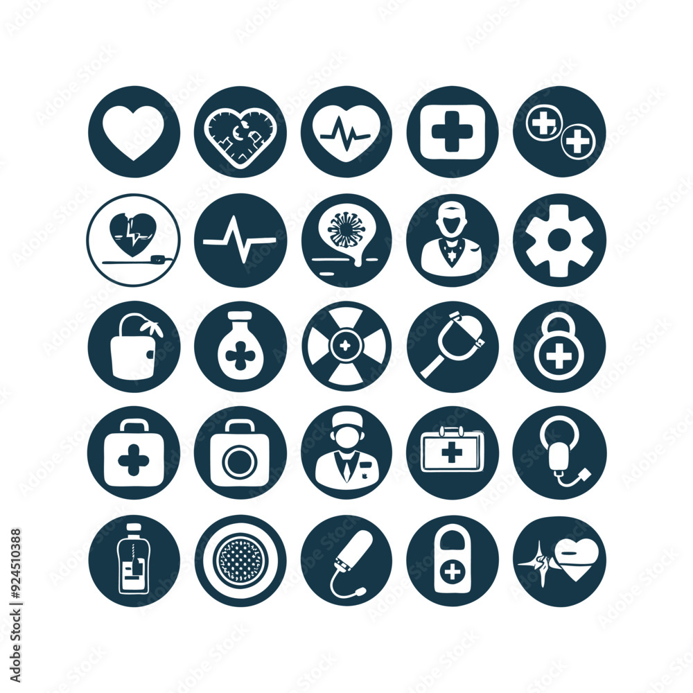 Medicine and Healthcare icons set vector illustration on white background Medicine and Healthcare icons set vector illustration on white background