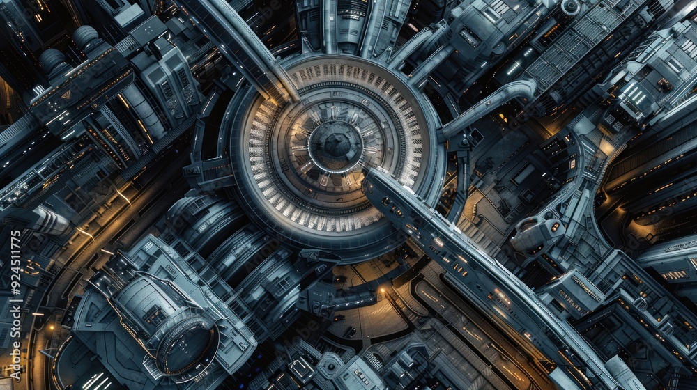 Futuristic Cityscape: Aerial View of a Sci-Fi Metropolis Futuristic Cityscape: Aerial View of a Sci-Fi Metropolis