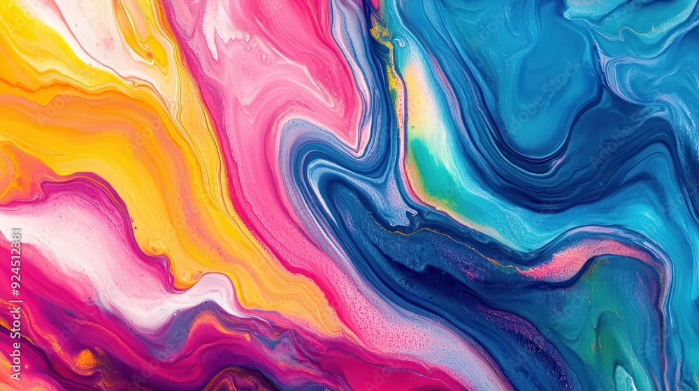 Abstract Swirls of Pink, Yellow, and Blue Paint. Abstract Swirls of Pink, Yellow, and Blue Paint.