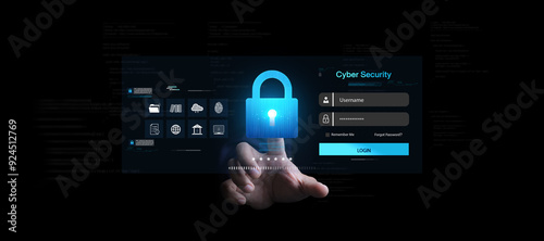 cyber security concept, Login, User, identification information security and encryption, secure Internet access, cybersecurity, secure access to user's personal information,