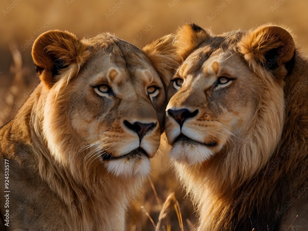 Two Lions in Close Proximity, A Moment of Connection in the Wild Two Lions in Close Proximity, A Moment of Connection in the Wild