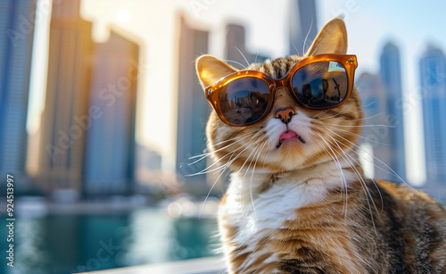 A scottish fold cat, wearing sunglasses generated by AI photo