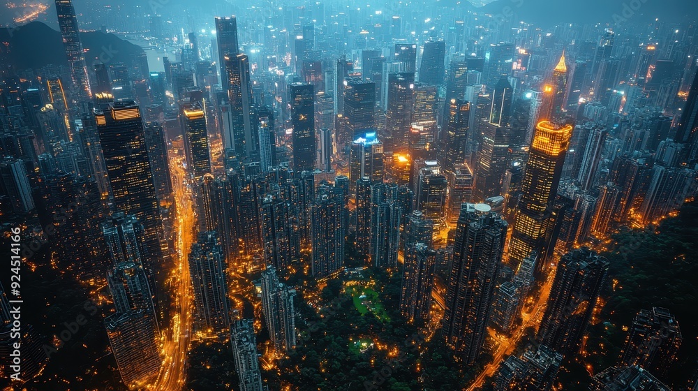 Fototapeta premium Hong Kong Skyline at Night.