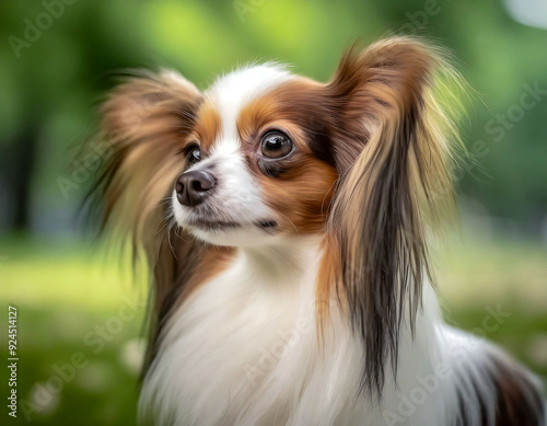 A Continental Toy Spaniel Enjoying a Walk in the Park