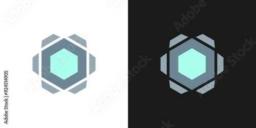 Gear hexagon icon logo vector. Machine factory industry engine graphic logo