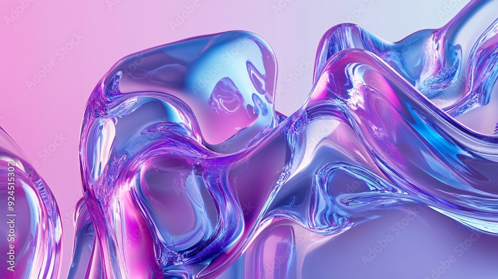 Obraz premium A geometric 3D background showcases organic 3D geometric shapes with a liquid texture