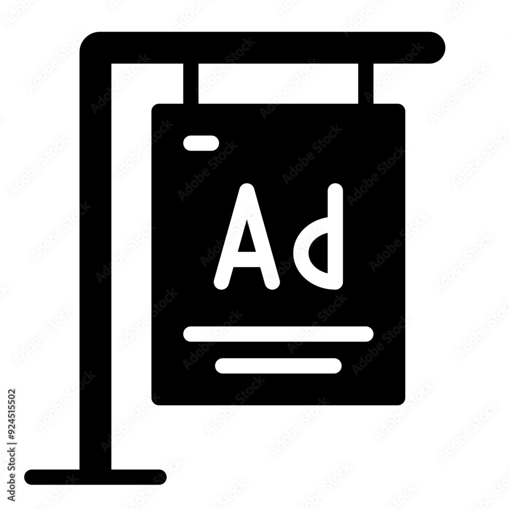Single Ad Board icon in glyph style Single Ad Board icon in glyph style