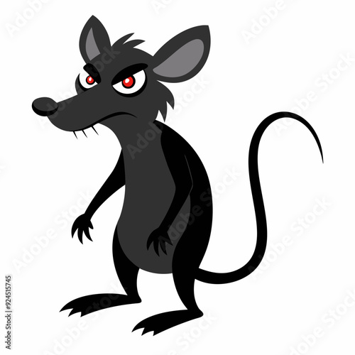 Skinny angry Rat funny cartoon vector illustration