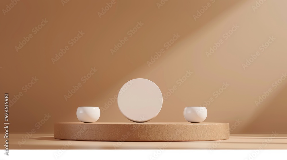 Cosmetic background, simple abstract podium and brown background for product presentation, 3D render illustration. Cosmetic background, simple abstract podium and brown background for product presentation, 3D render illustration.
