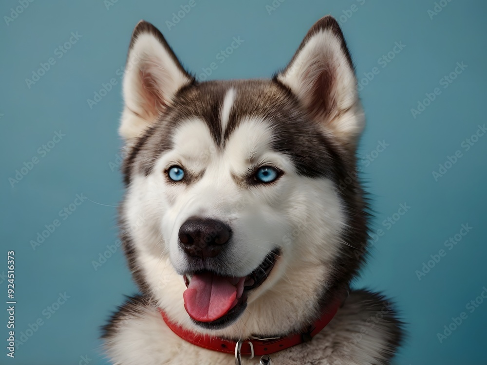 Husky Dog Portrait with Striking Blue Eyes Husky Dog Portrait with Striking Blue Eyes