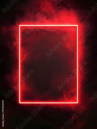 a red neon frame with smoke on a dark background